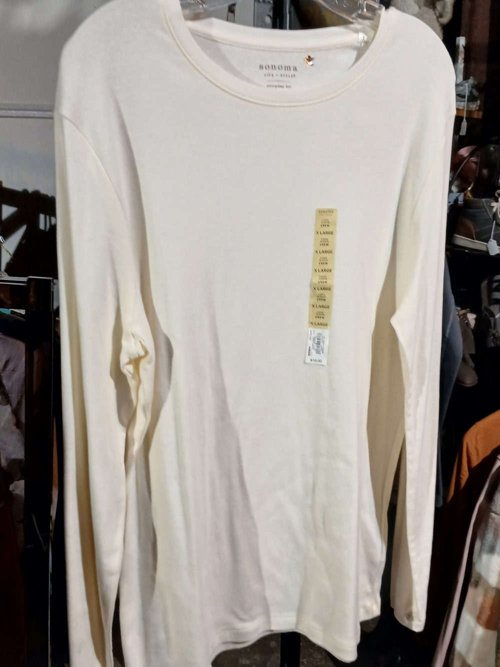 Sonoma Crewneck Long-Sleeve Shirt - Cream Size Xl